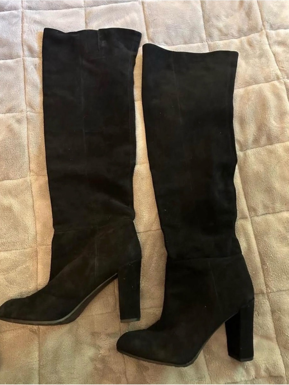 Nine West Black Suede Over-the-Knee Block Heel Boots